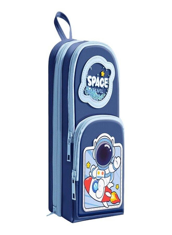 براند كونكور مقلمة قماشية فاخرة من ماركة كونكر، قابلة للتعليق، 6 طبقات مع 3 أقسام، مقلمة أنيقة وجذابة للبنات، حقيبة أقلام كبيرة السعة للأطفال، هدية أدوات مكتبية لطيفة للأطفال (رحلة فضائية). - Image 1